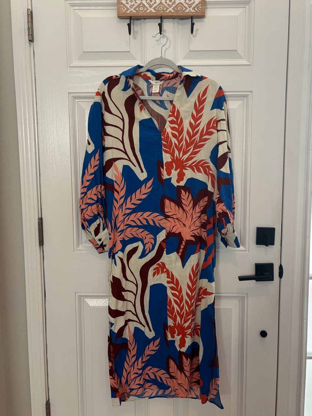 H&M colorful palm Leaf Print Maxi Dress - Size XS like new cotton /viscose blend